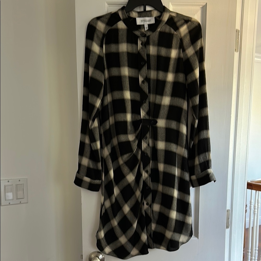 Black and White Plaid Button-Up Shirt